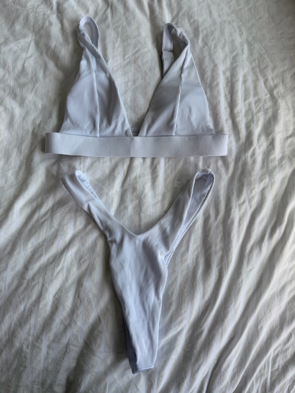 SHEIN White Ribbed Two-Piece Bikini Set